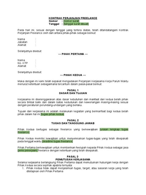 Format Surat Perjanjian Software