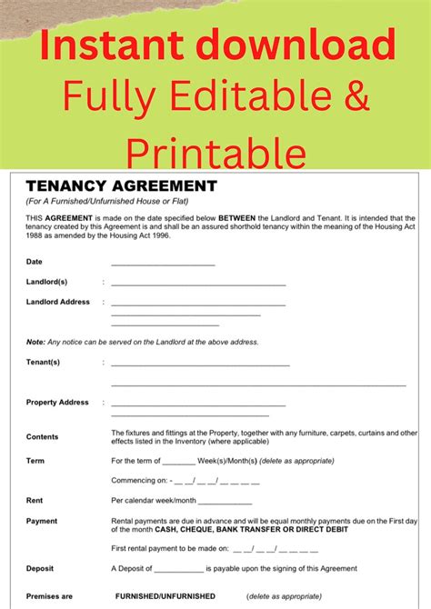 Tenancy Contract Template