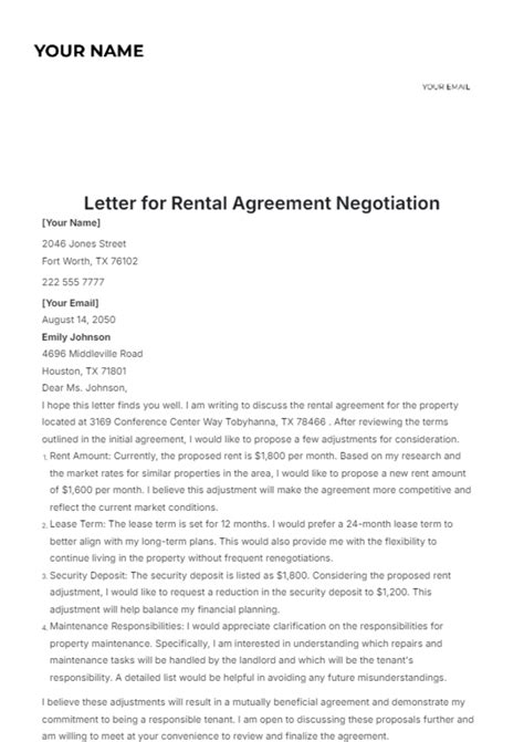 Tenant negotiating contract