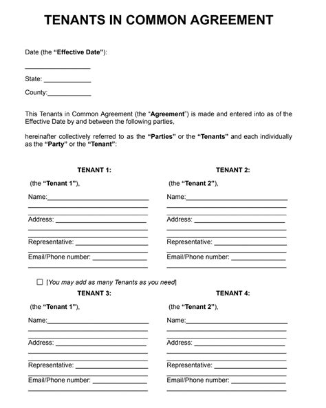 Tenants In Common Agreement Template