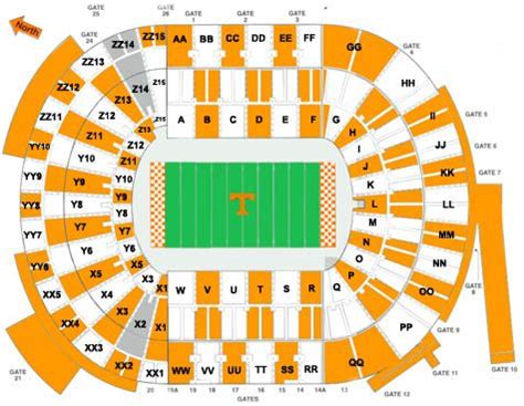Tennessee Volunteers Football Seating Chart