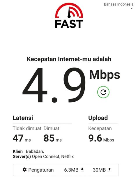 Tes kecepatan internet