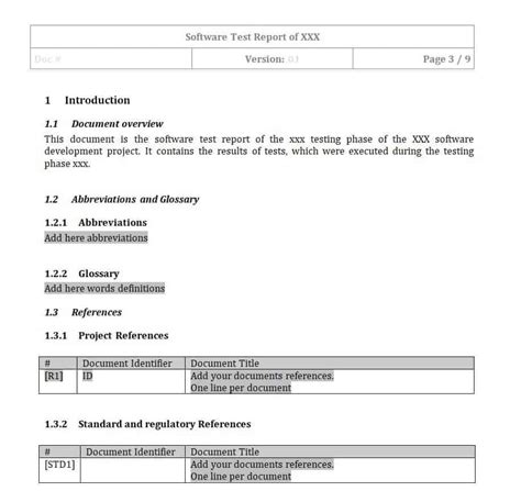 Test Report Template Word