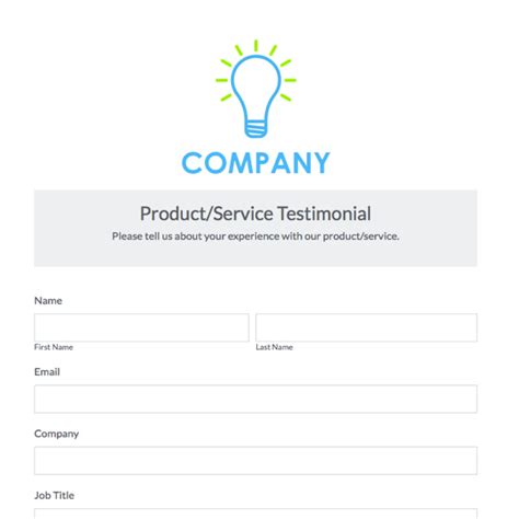 Testimonial Form Template