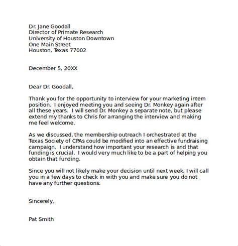 Thank You Card After Interview Template