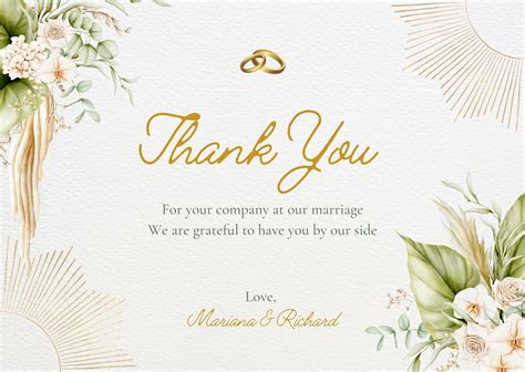 Thank You Card Template For Wedding