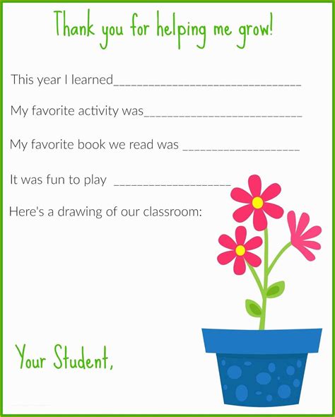 Thank You Note Template For Teachers
