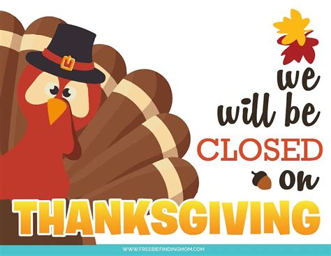 Thanksgiving Closing Signs Templates