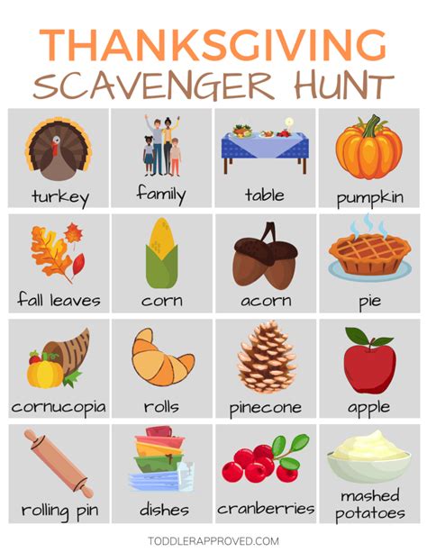 Thanksgiving Scavenger Hunt Free Printable
