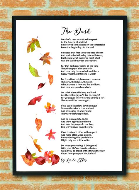The Dash Poem Words Printable