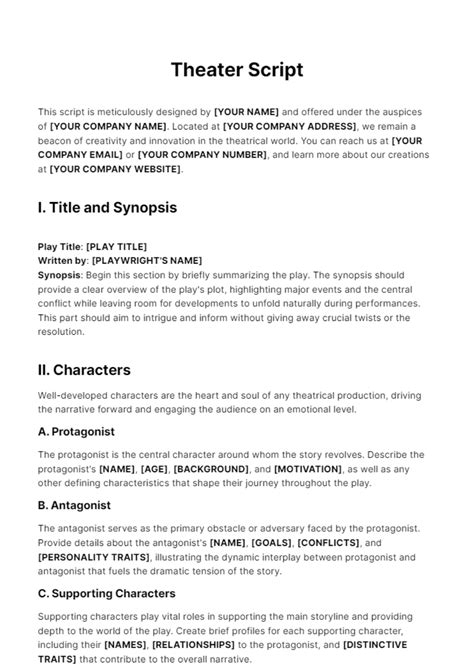 Theatre Script Template