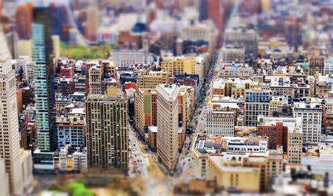 Tilt shift photography example cityscape