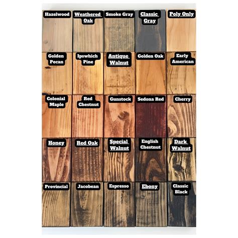 Timber Stains Colour Chart