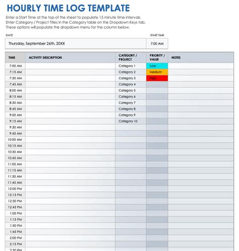 Time Log Template Excel