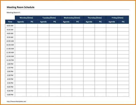 Time Schedule Template Word