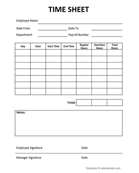 Time Sheet Templates