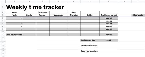 Time Tracking Sheet Template