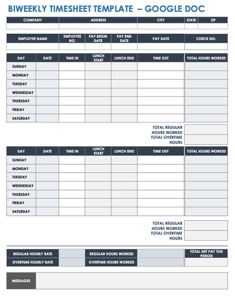 Timesheet Template For Google Sheets