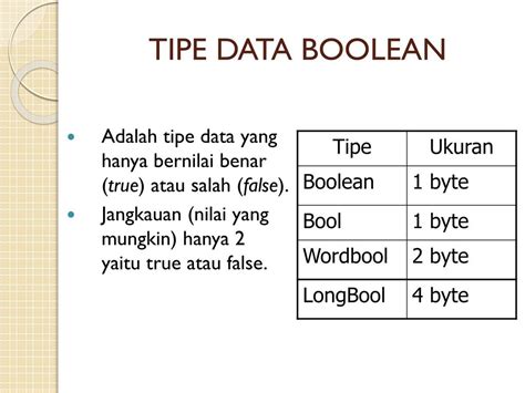 Tipe Data Boolean