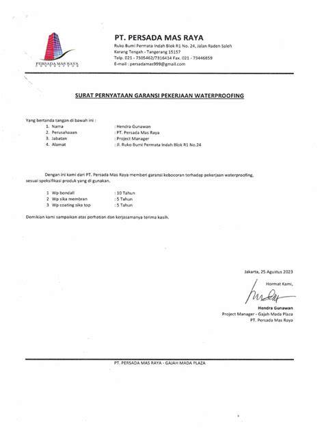 Tips Membaca dan Memahami Surat Garansi Waterproofing