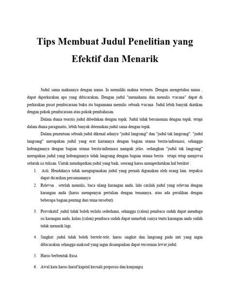 Tips Membuat Judul Efektif