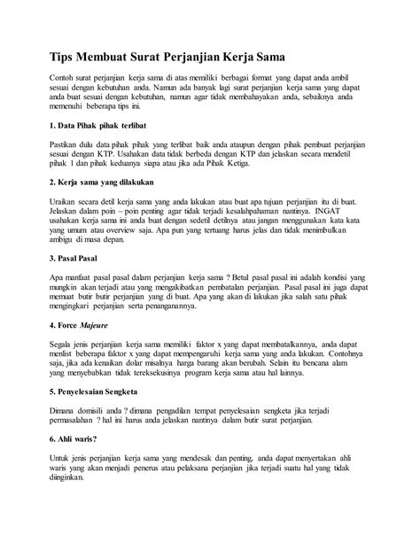 Tips Membuat Surat Perjanjian
