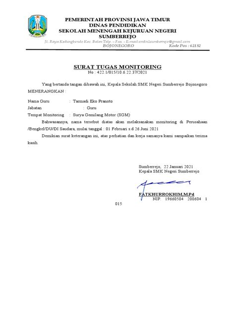 Tips Membuat Surat Tugas Monitoring
