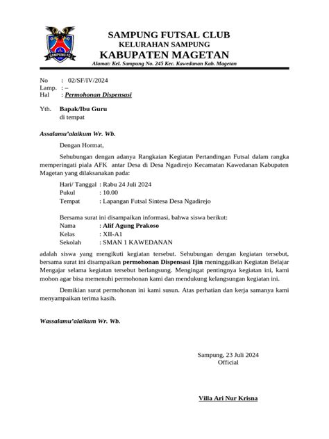 Tips Menulis Surat Permohonan Futsal