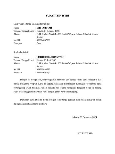 Tips Surat Izin Istri
