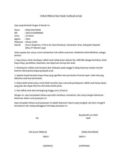 Tips Surat Nafkah Anak Kuat