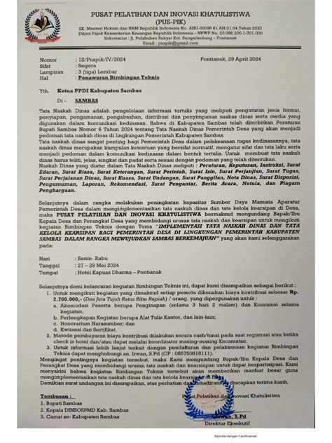 Tips Surat Penawaran Bimtek