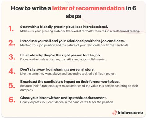 Tips for recommendation letter