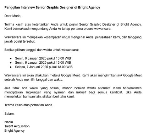Tips membuat surat panggilan interview