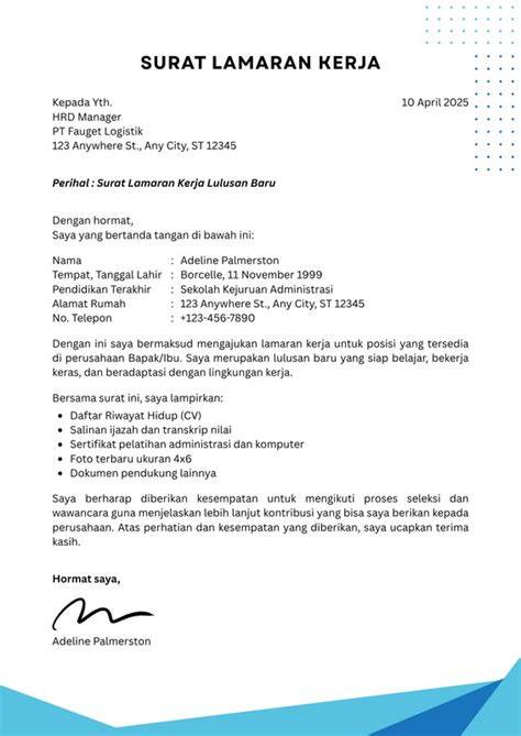 Tips surat lamaran kerja modern