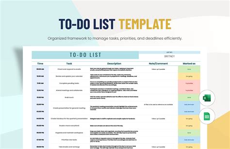 To Do List Template Excel Free Download
