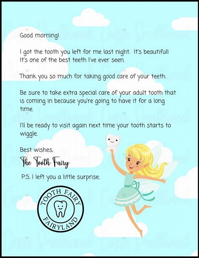 Tooth Fairy Note First Tooth Printable Free