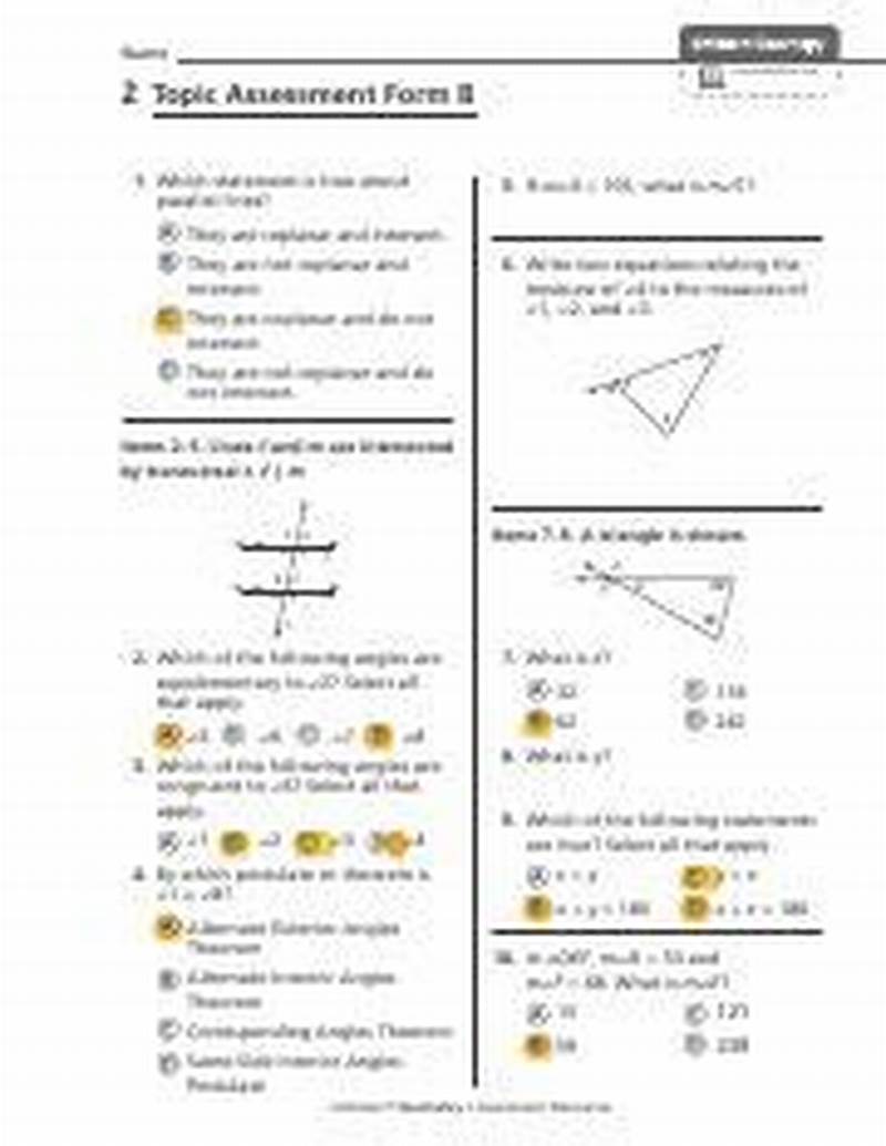 Topic 2 Assessment Form A Answer Key