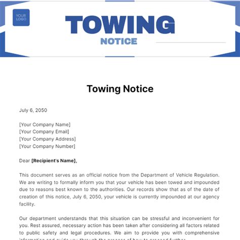 Towing Notice Template