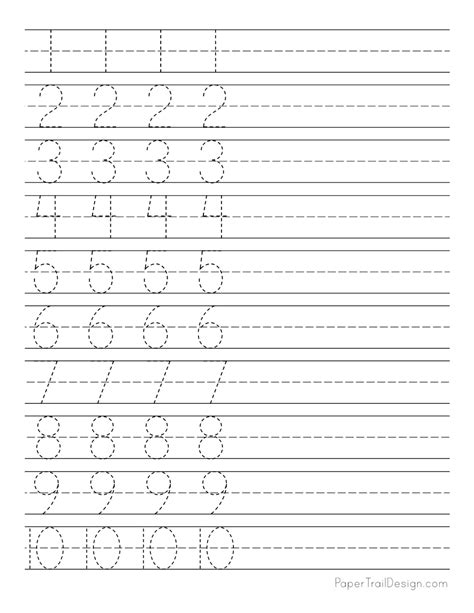 Trace And Write Numbers 1 10 Free Printable