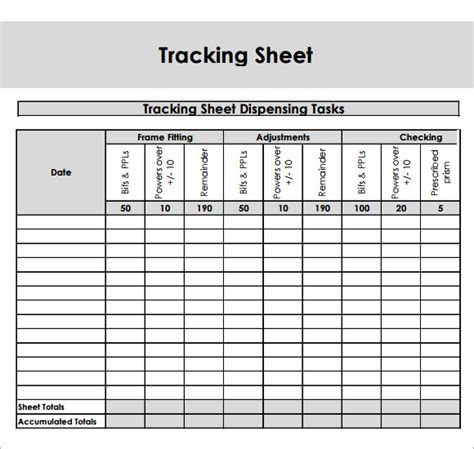 Track Sheet Template