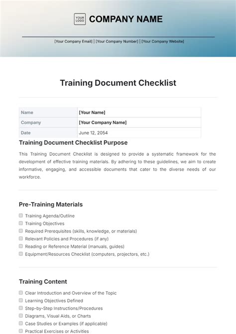 Training Document Template