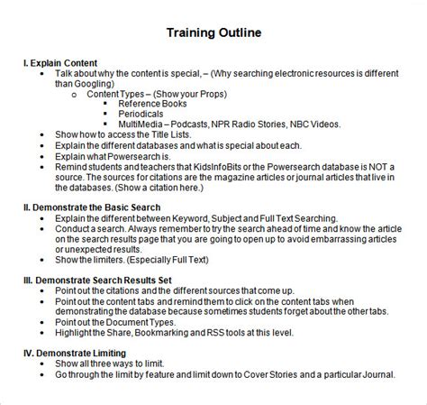 Training Outline Template