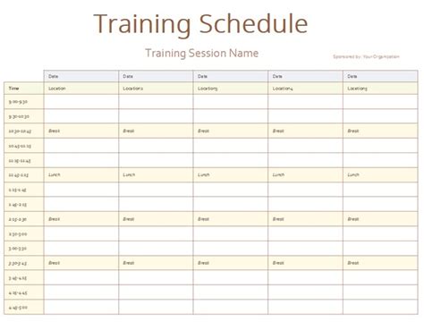 Training Schedule Template Word