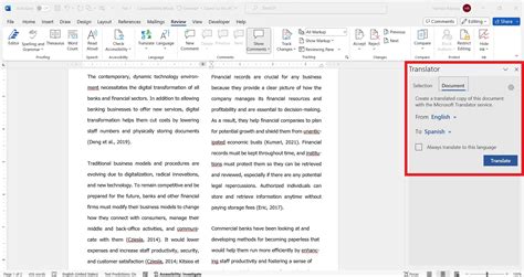 Translate in Word