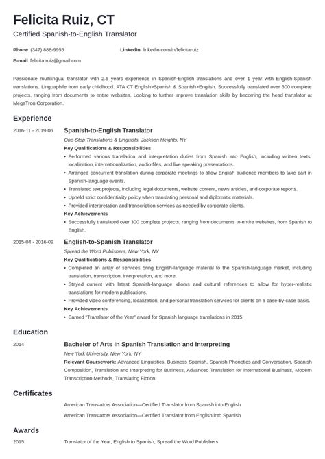 Translator Resume Template