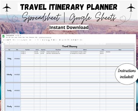 Travel Planning Google Sheets Template