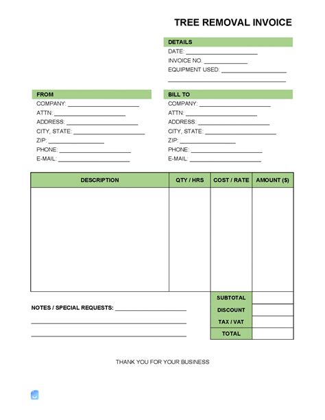 Tree Service Invoice Template