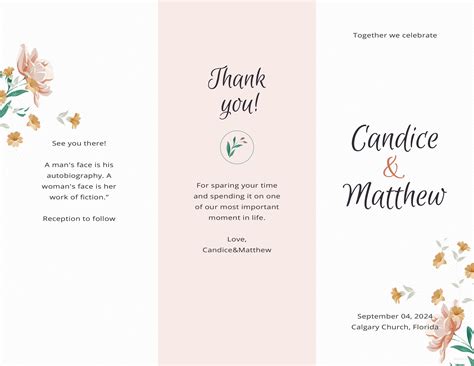 Tri Fold Wedding Program Template