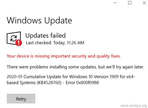 Troubleshoot 0x800f0988 Windows Update Error