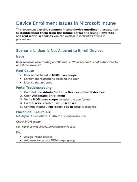 Troubleshooting Intune Enrollment Errors